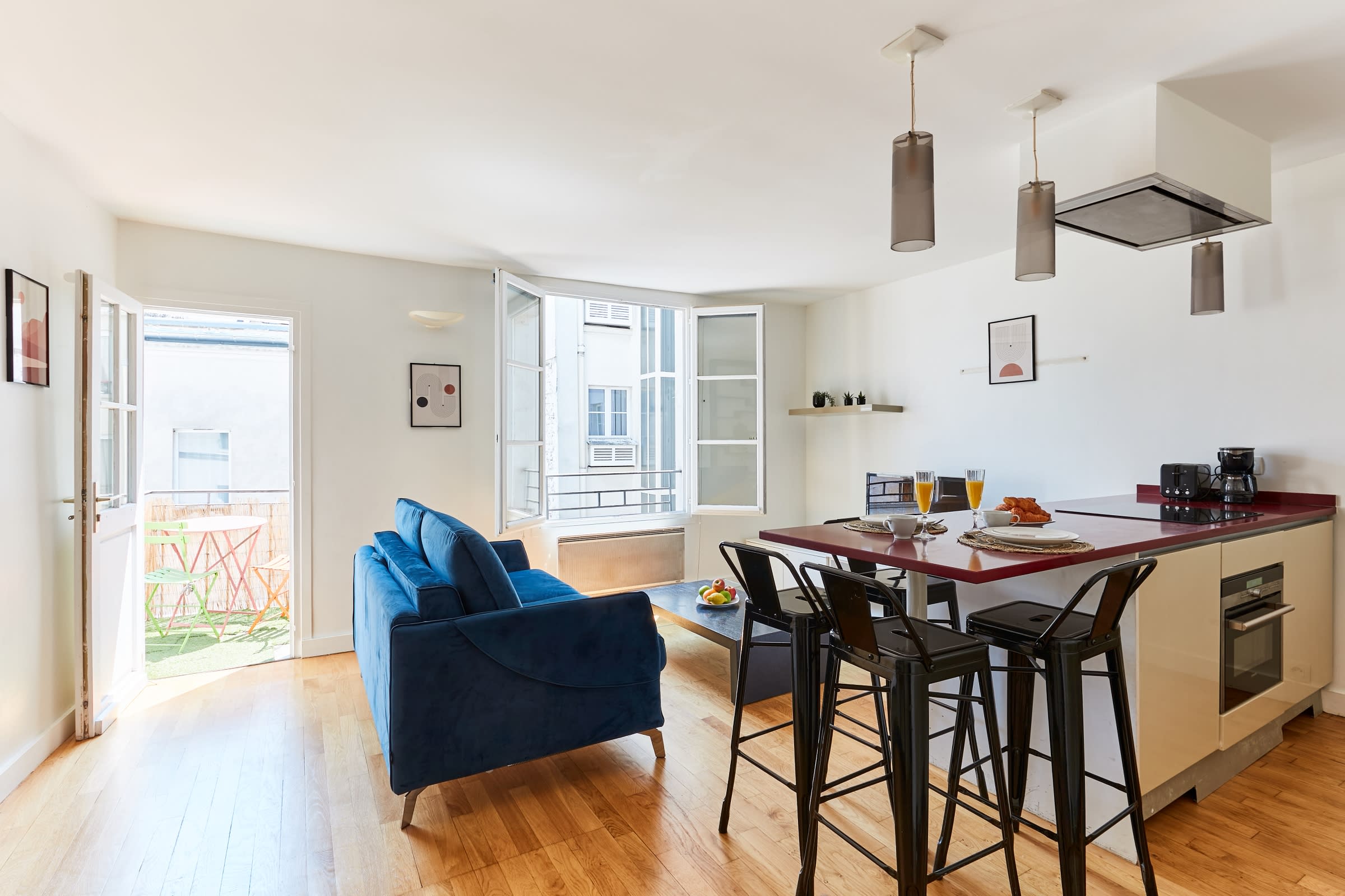 The open-plan living, kitchen and dining area