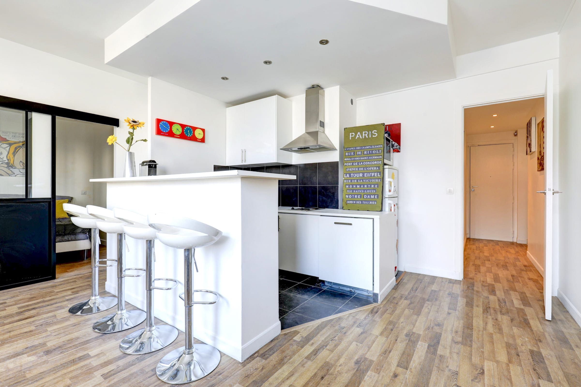 The open-plan kitchen and dining area