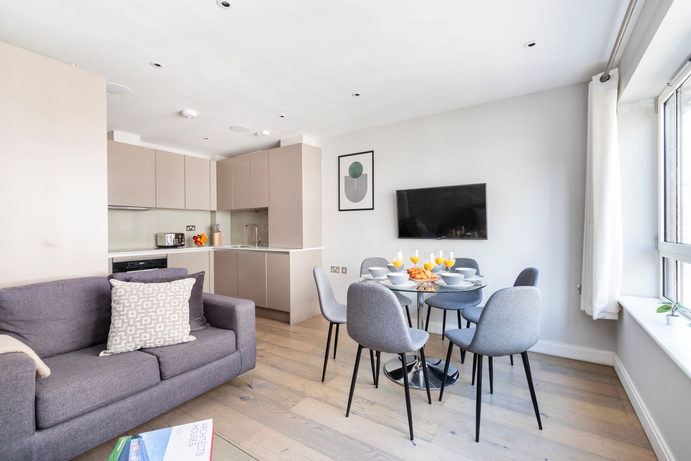 The open-plan living, kitchen and dining area