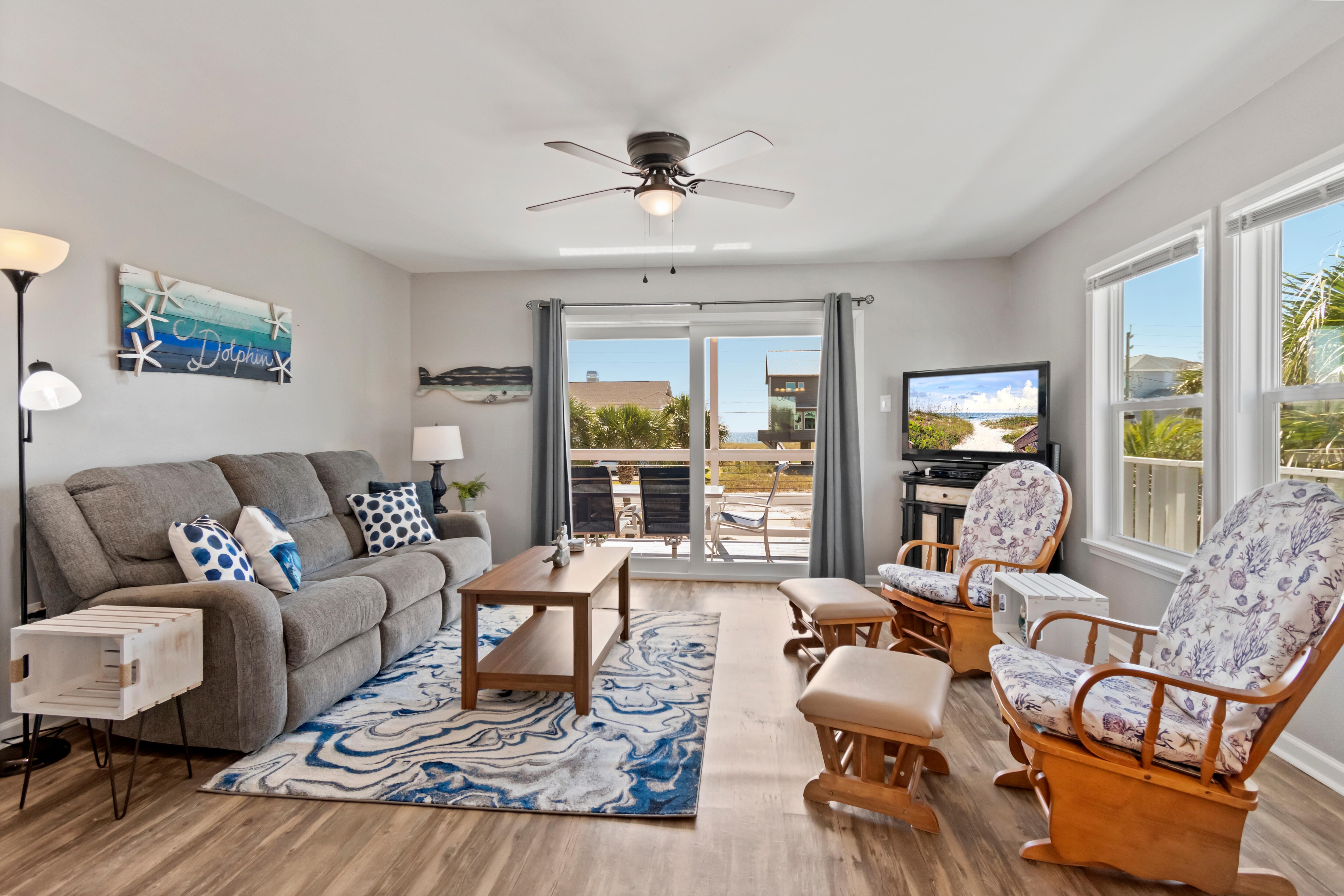 The open and airy living area