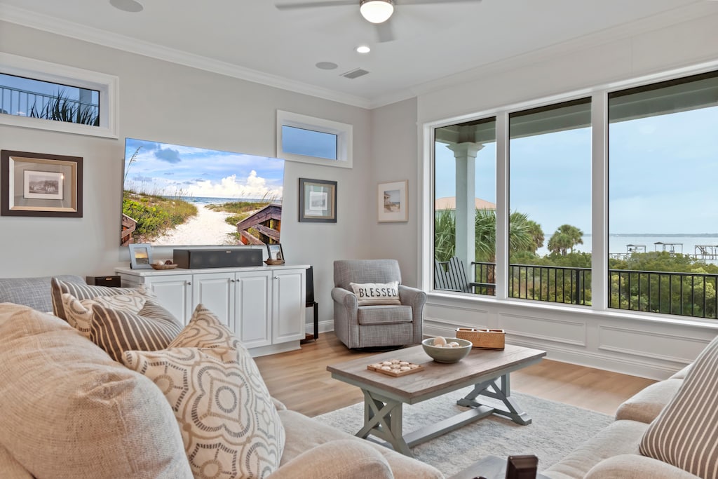 Great room with Sound views