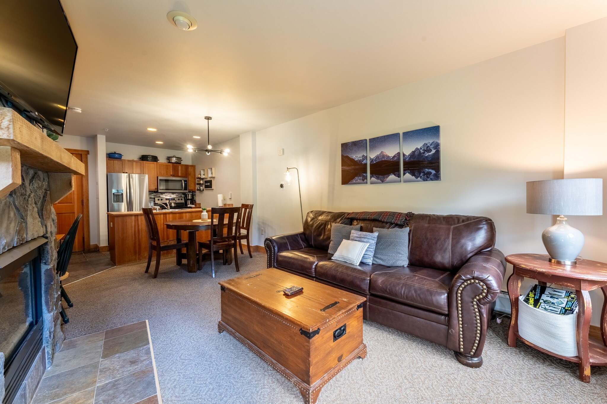 Dining area with seating for three.