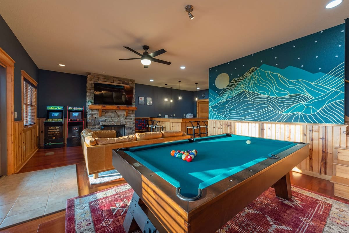 Gather in the game room for a game of pool or a movie night by the fire