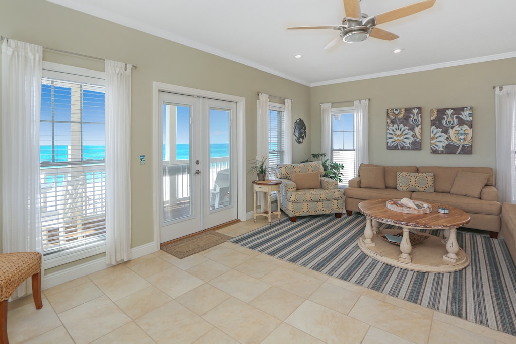 Living Room with Gulf Front Deck