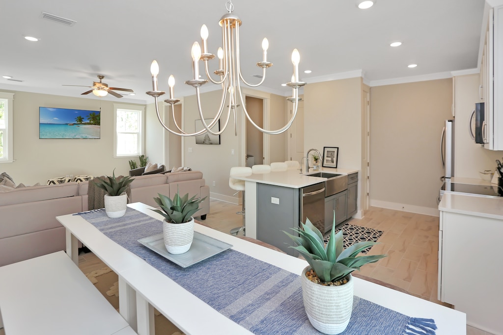 Dining Area, Kitchen & Living Room