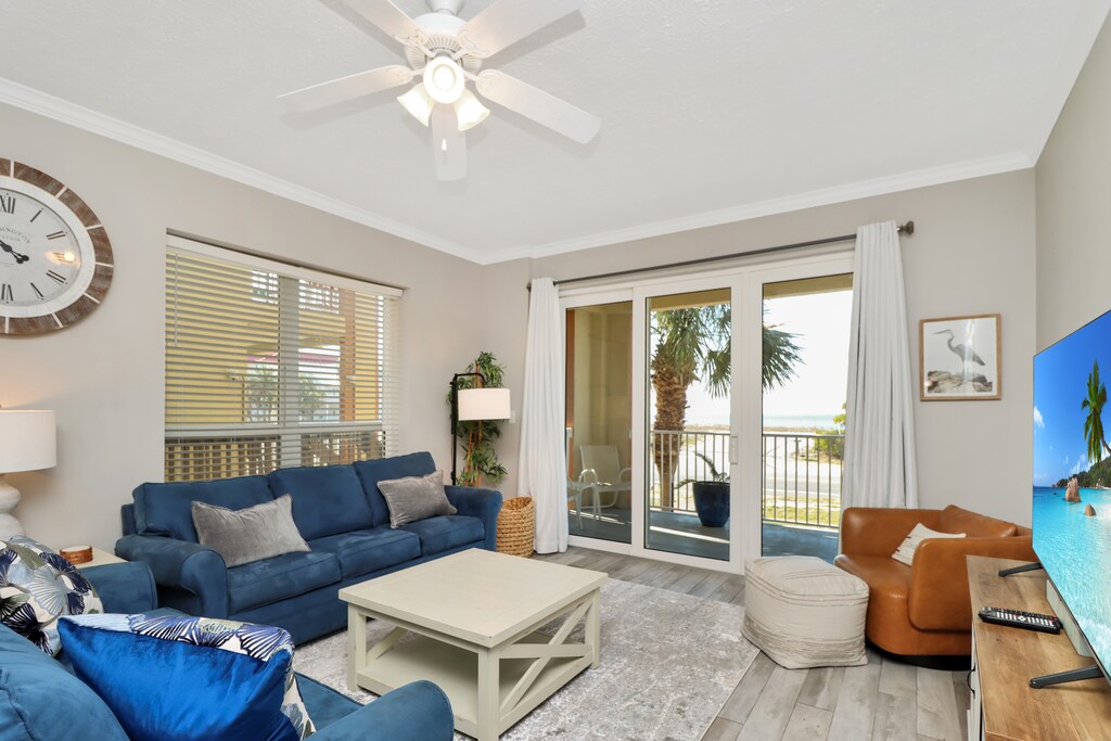 Living Room with Gulf View Deck
