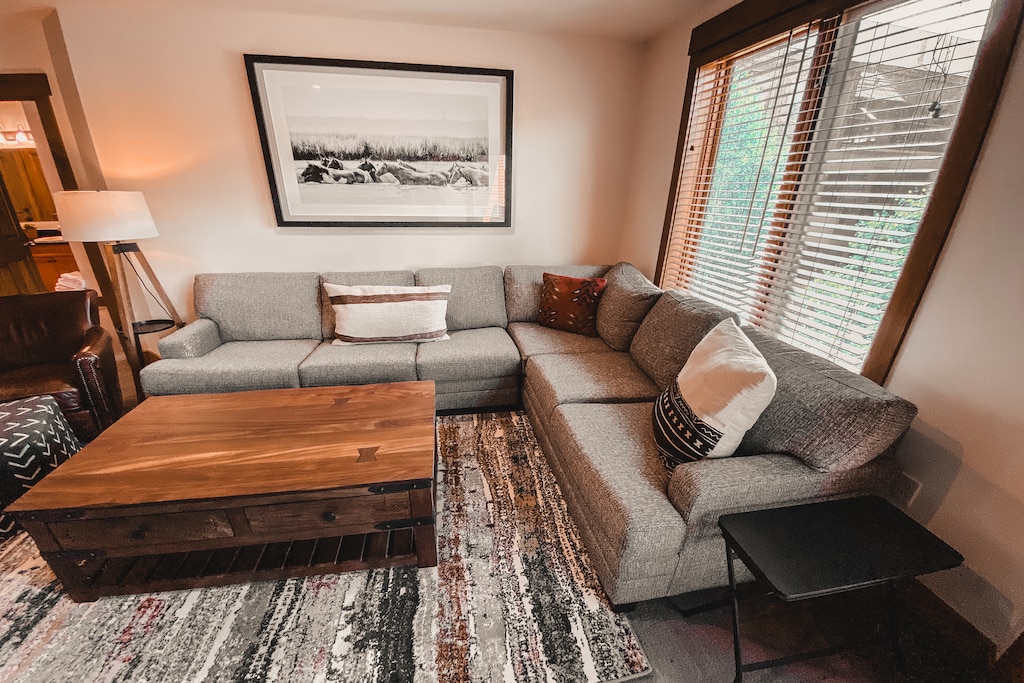 Relax on the comfortable sectional sofa