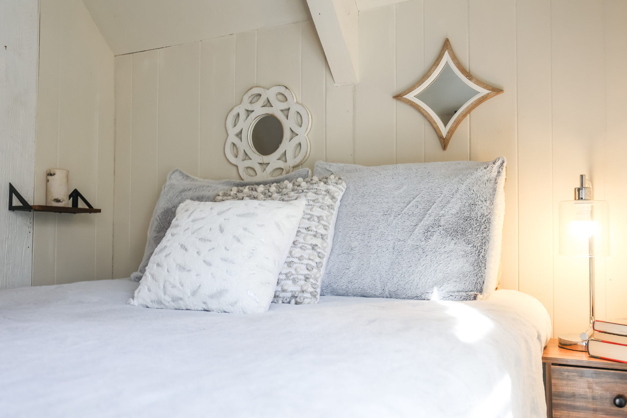 Lofty dreams: Experience the pinnacle of comfort in our loft, where a Queen-Size Bed with soft pillows, fine linens, and cozy sheets awaits your perfect night's sleep.