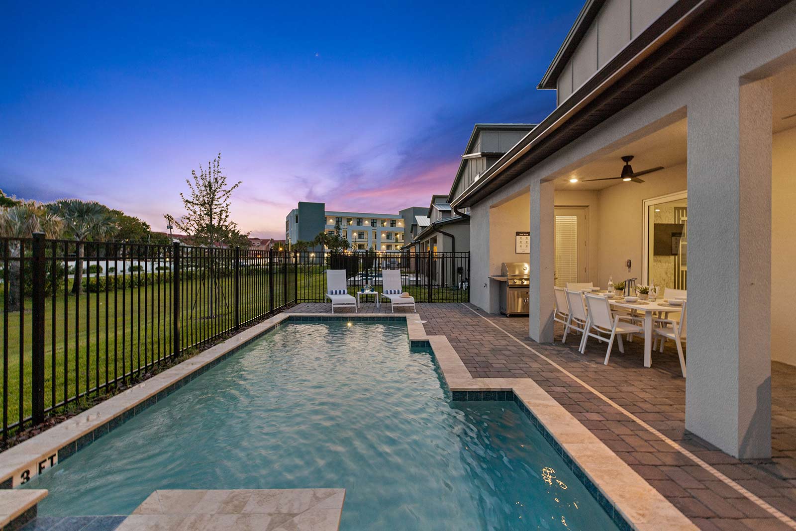 Private Pool & Patio at Twilight