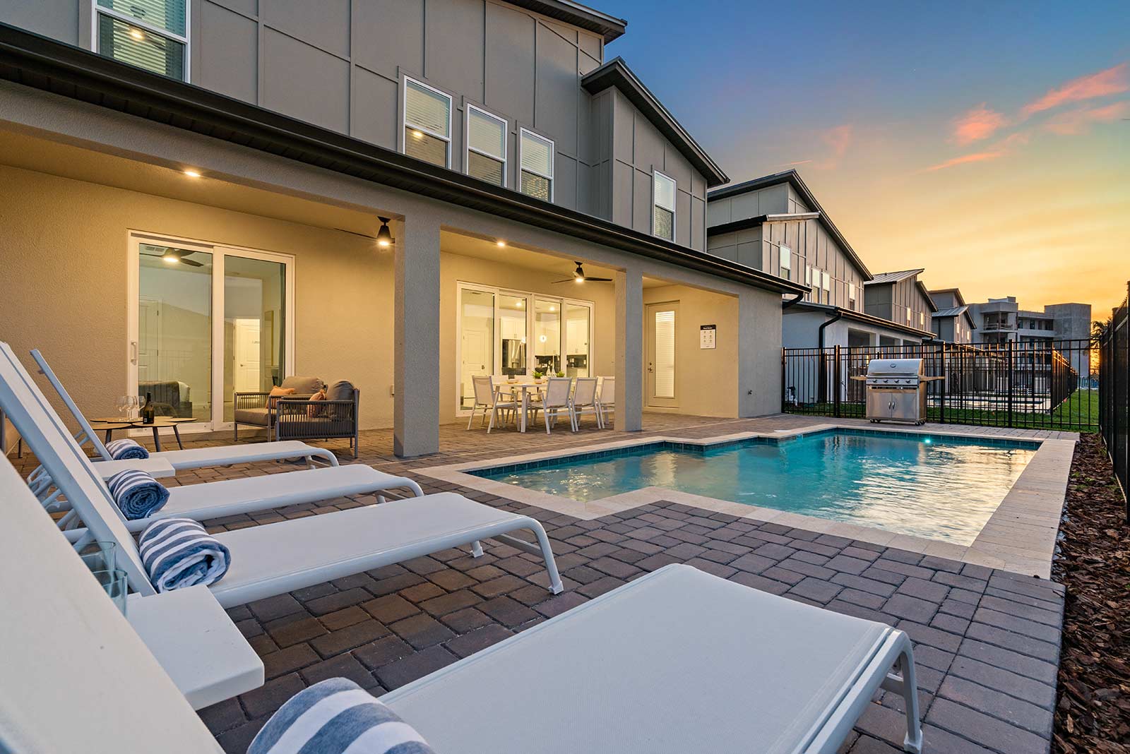 Private Pool & Patio at Twilight