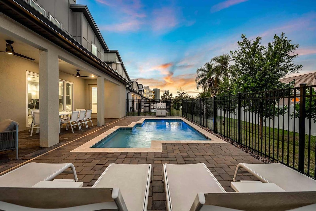 Private Pool & Patio at Twilight