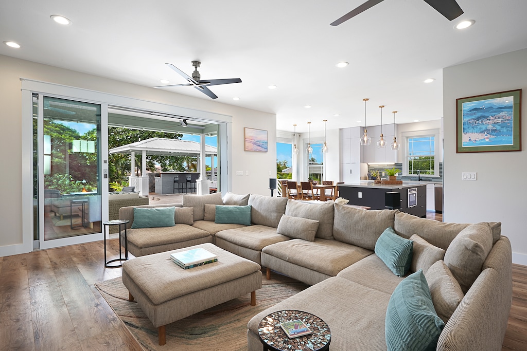 Perfect for entertaining or relaxing, with seamless access to the patio and kitchen.