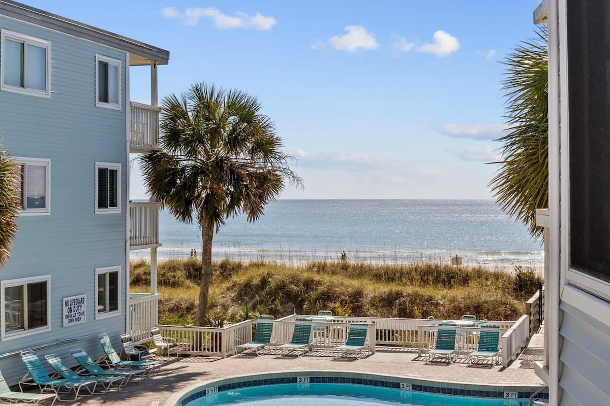 Our condo is just steps away from the pool that is right on the ocean!