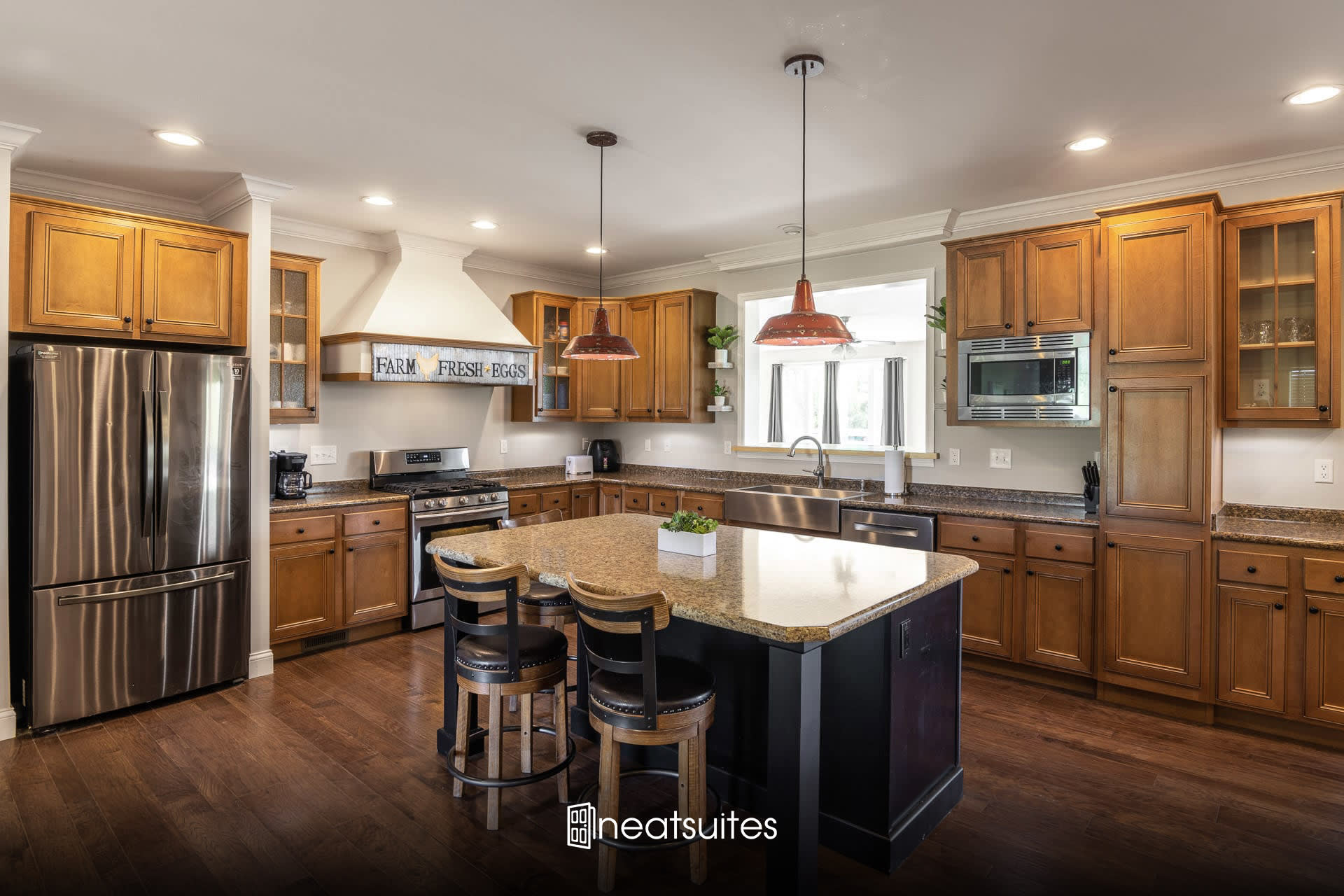 Spacious kitchen with island