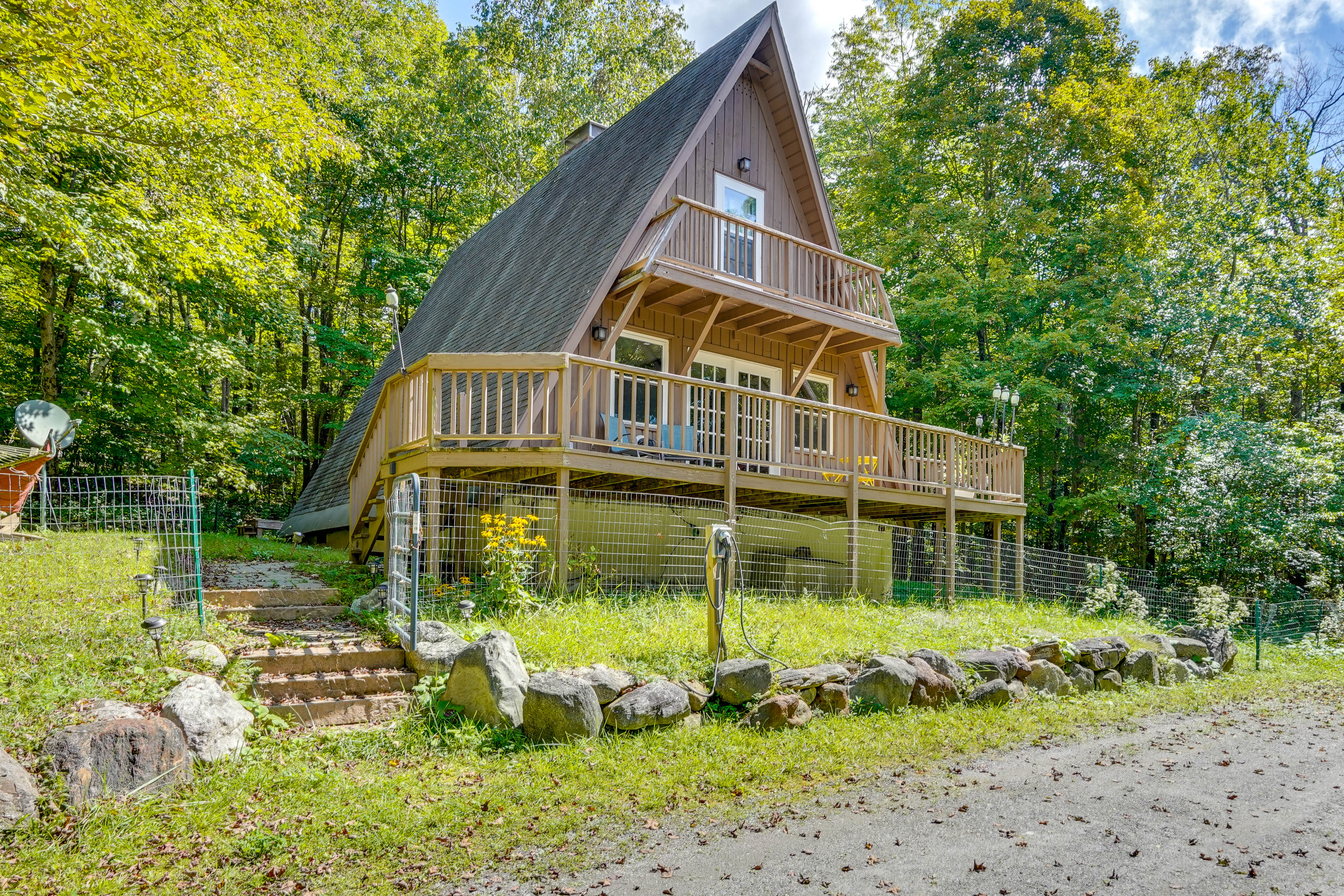 Property Image 2 - A-Frame Cabin in Becket: Deck + Private Acreage!