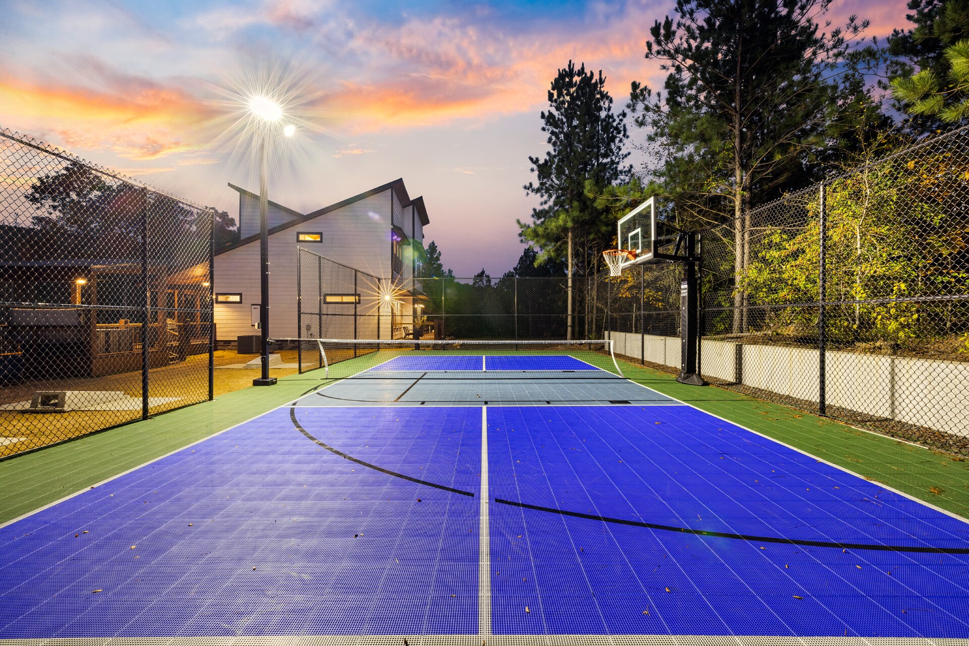Sport court includes basketball, tennis & pickle ball court