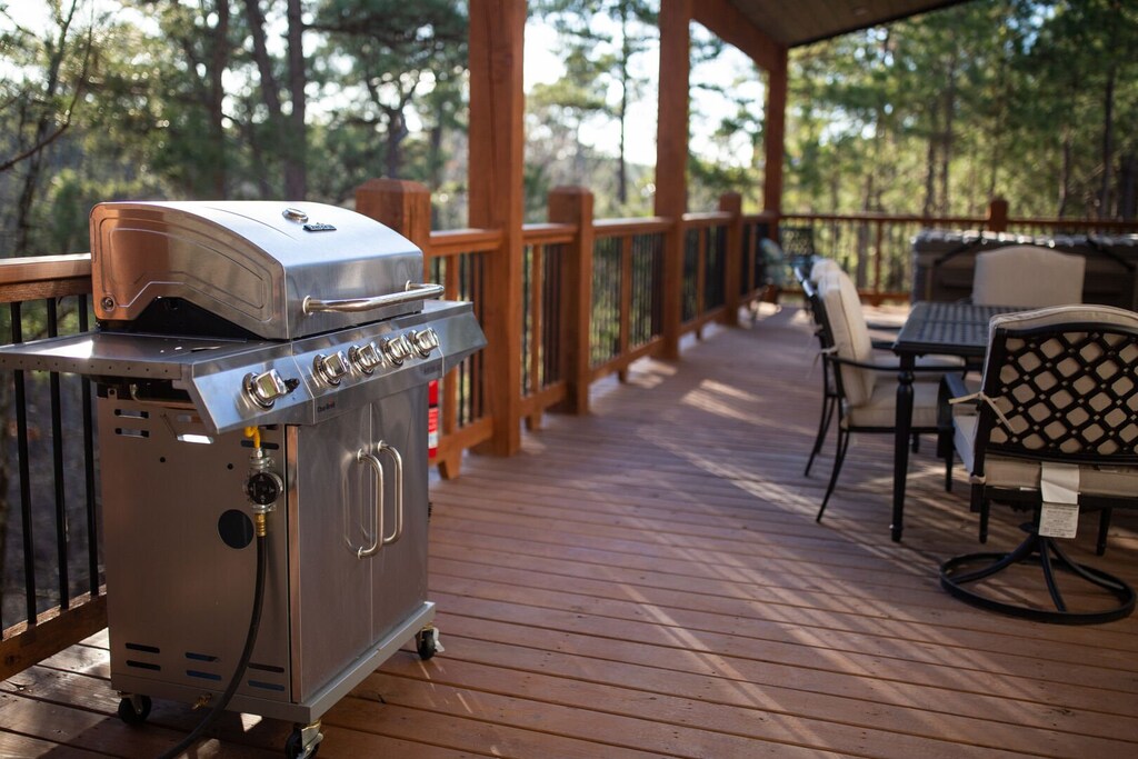 Grill with propane hardwired