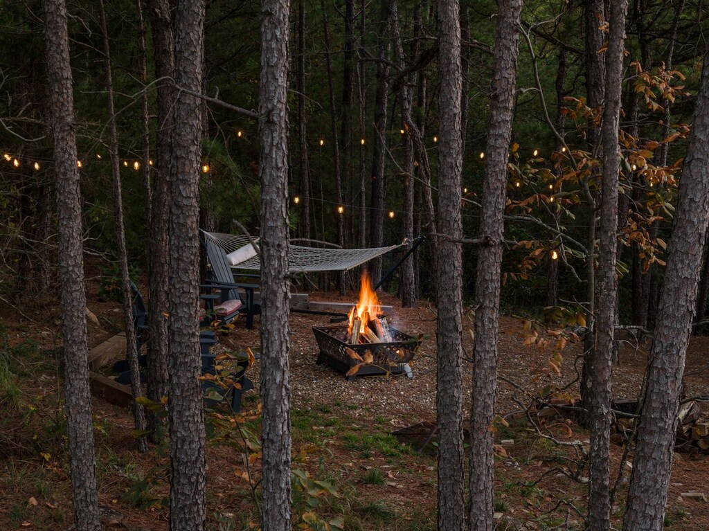 Hammock by fire pit