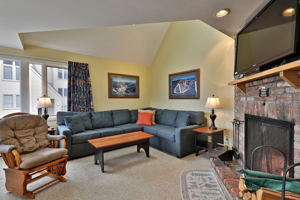 This Fall Line two bedroom condominium is located a short distance from skiing and golfing in Killington and features a cozy living area with wood burning fireplace.
