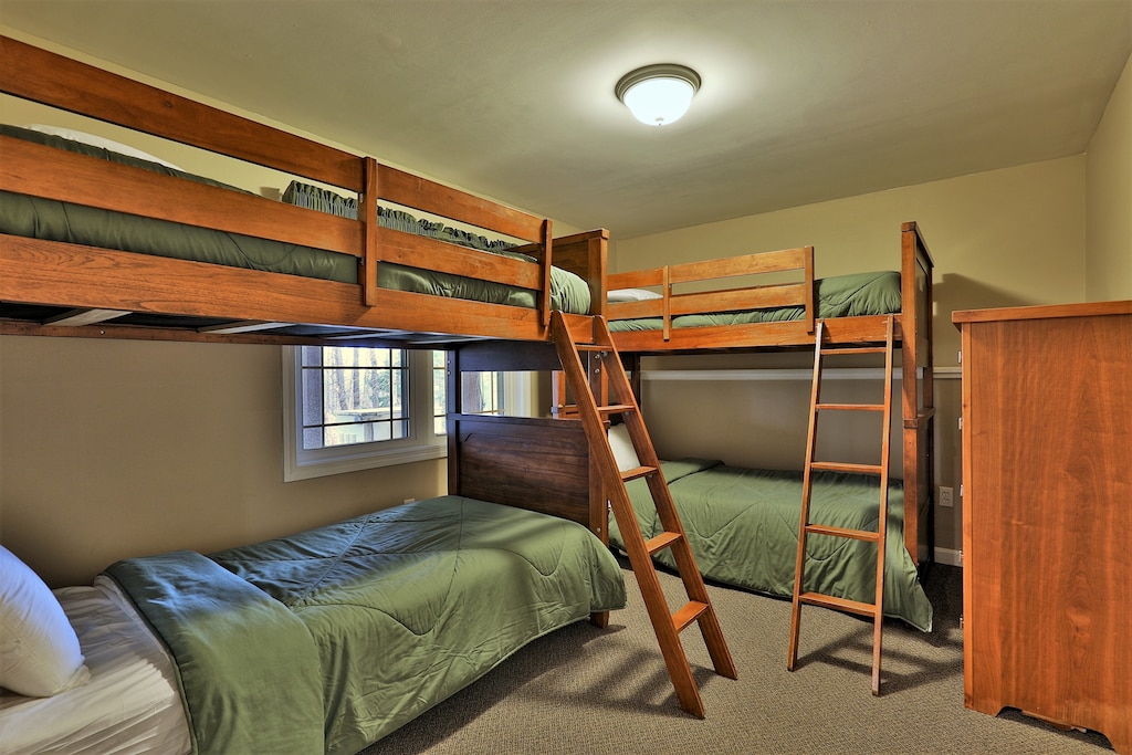 Bunk beds in the finished basement