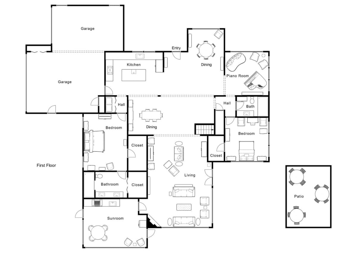 This is floor plan of the first floor of our home.