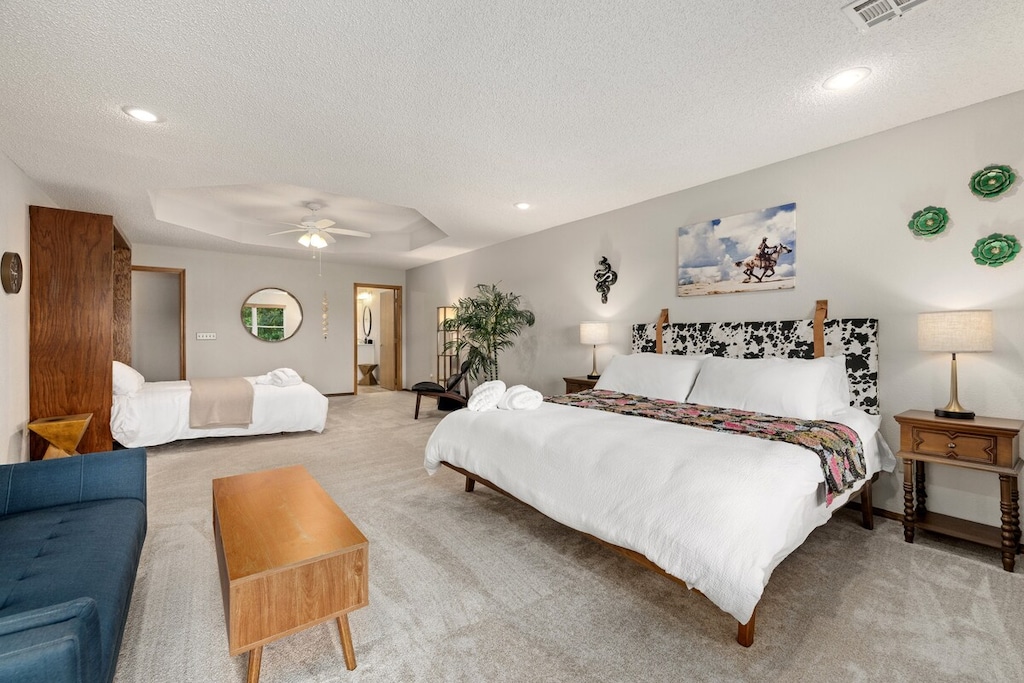 This is the King bed, located in our Master bedroom. The master features a King bed + Queen murphy bed.