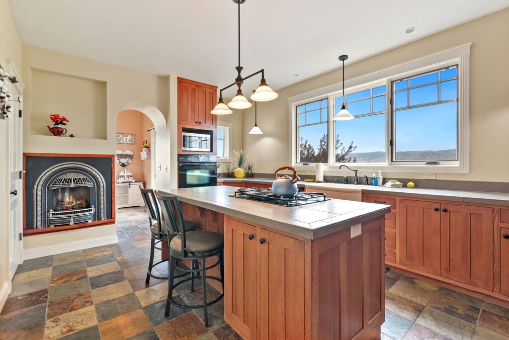 Chef's Kitchen with Large Island and Mountain Views