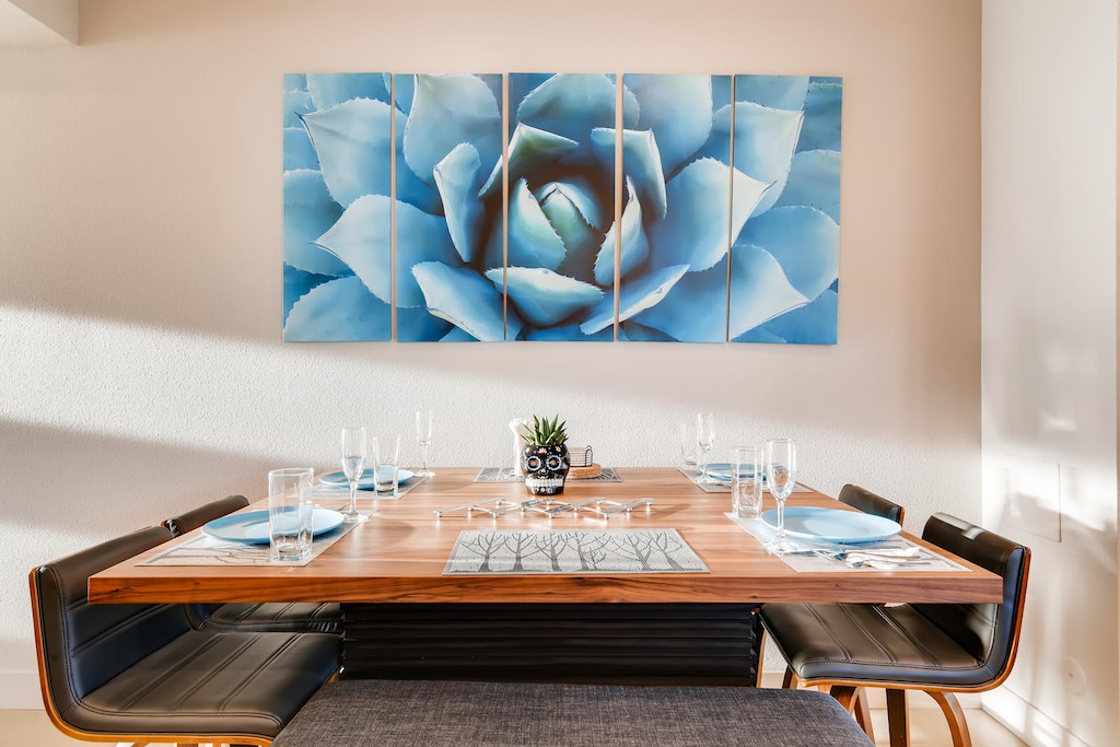 Dining Area with Breathtaking Wall Art