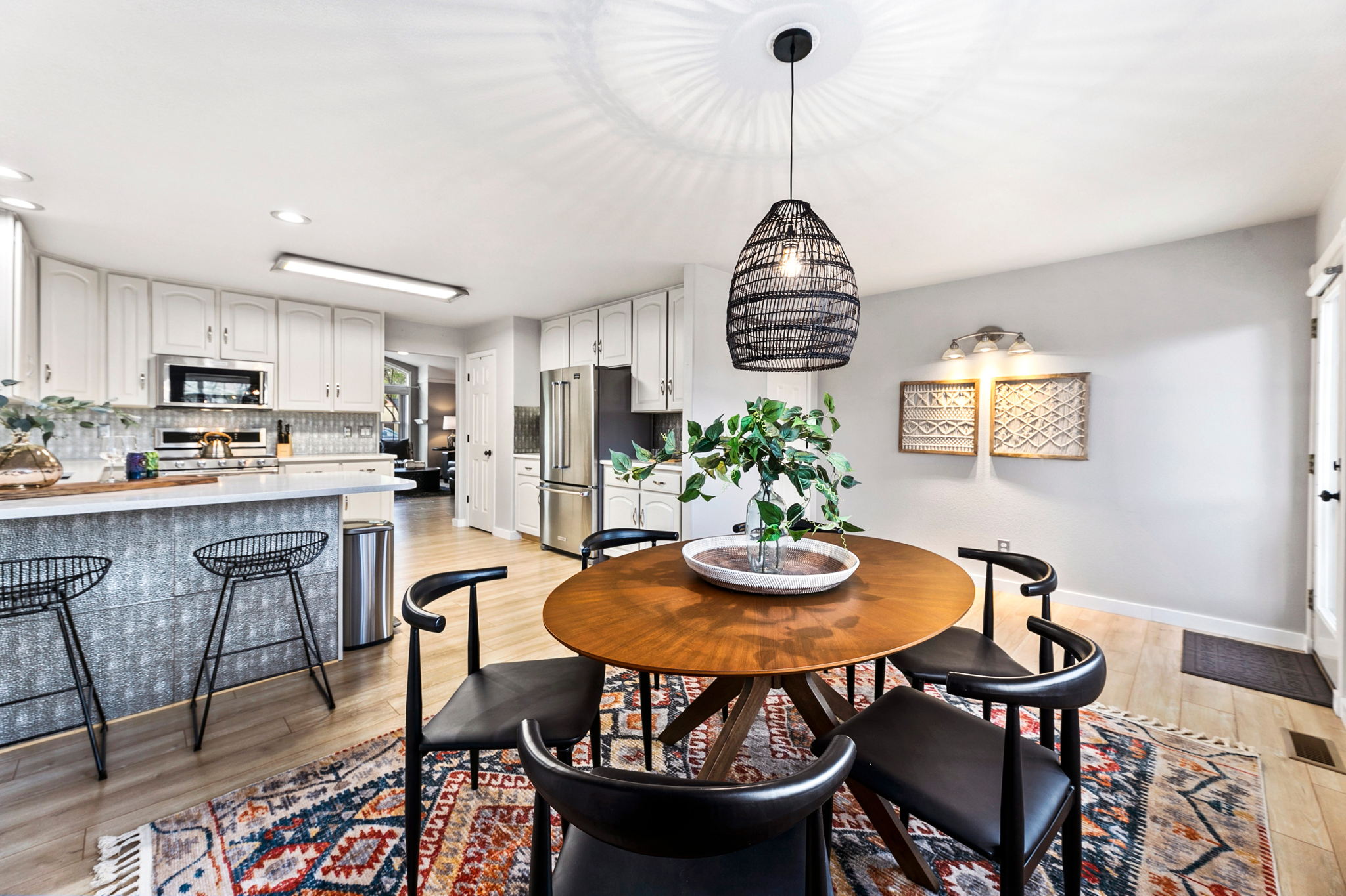 Kitchen and Dining Area with Peekaboo of Living Area