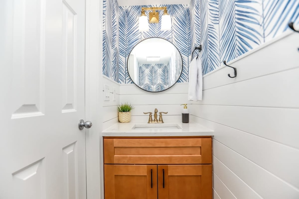 Several rooms have designer wallpaper.