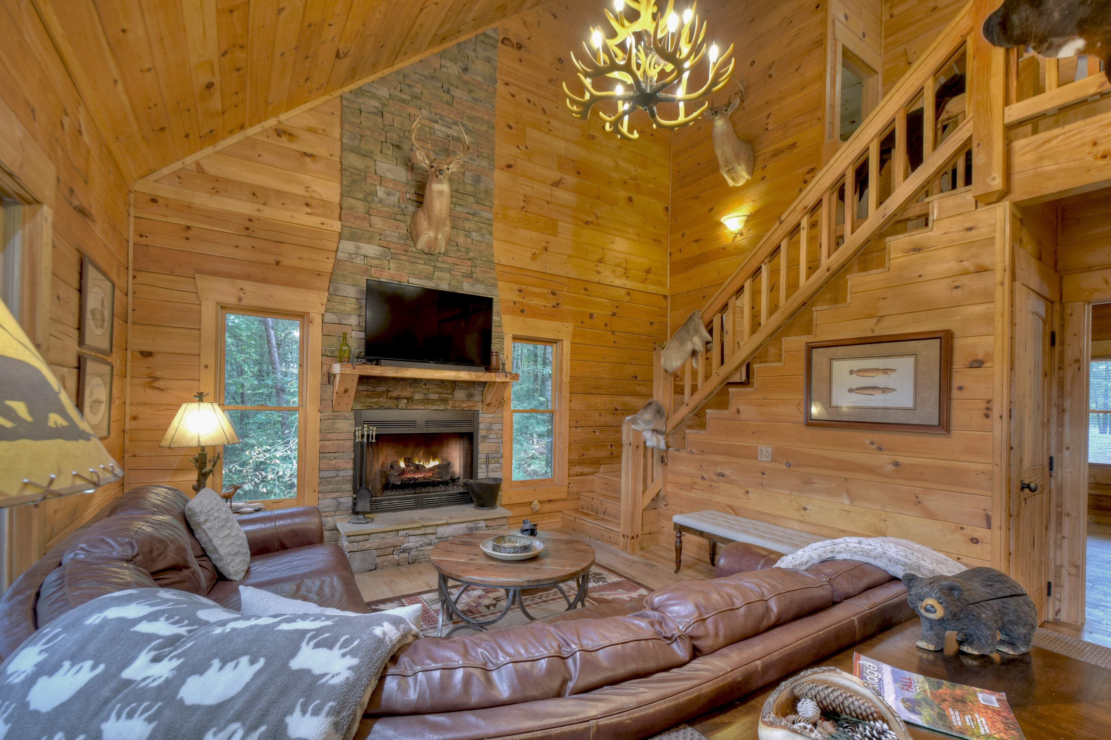 The Great Escape - Living room with view of the loft access