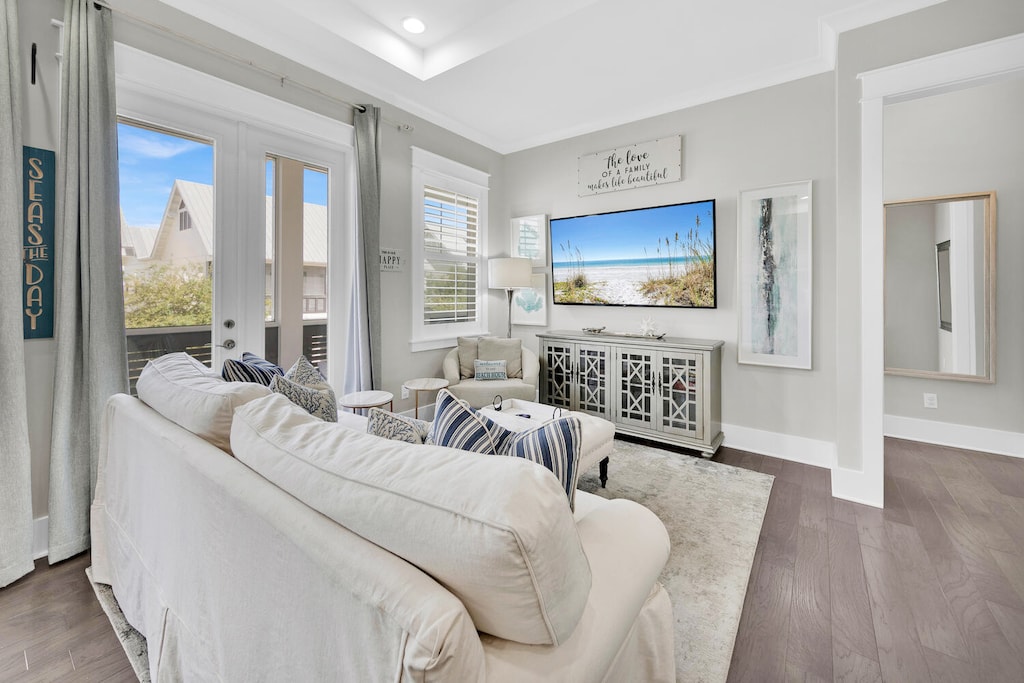 Living room with large flat screen TV