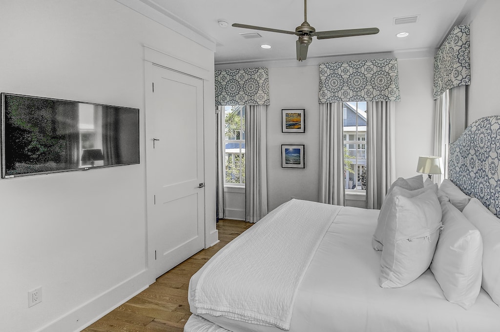 Guest Bedroom on the Second Floor with Plush Bedding and TV