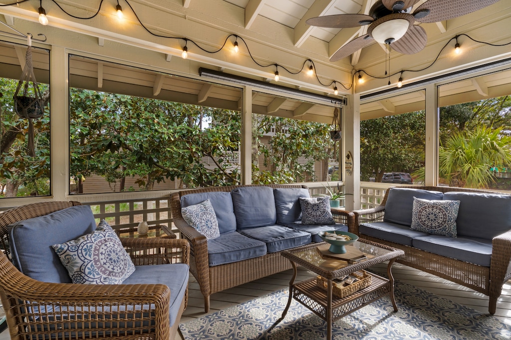 Covered screened porch to relax on!
