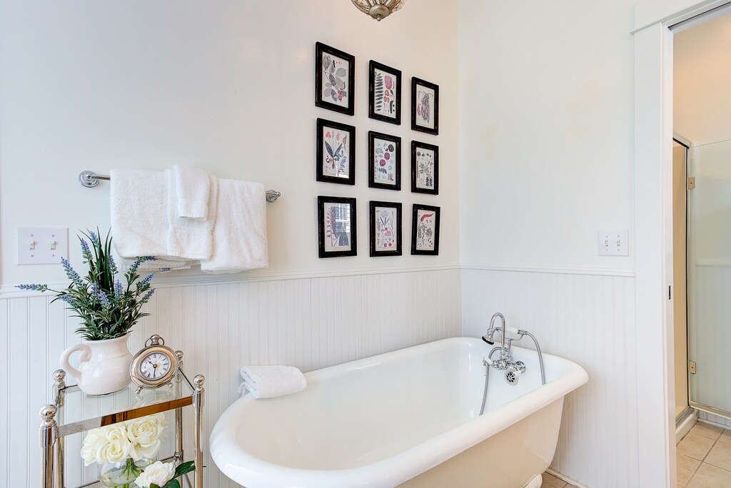 Soak your cares away in the ensuite bath tub