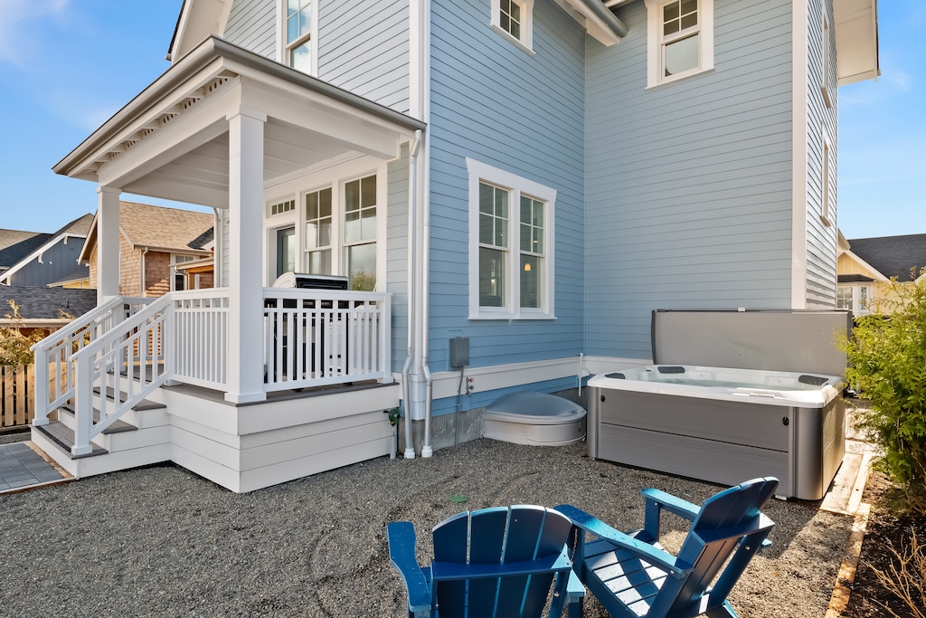 backyard with hot tub