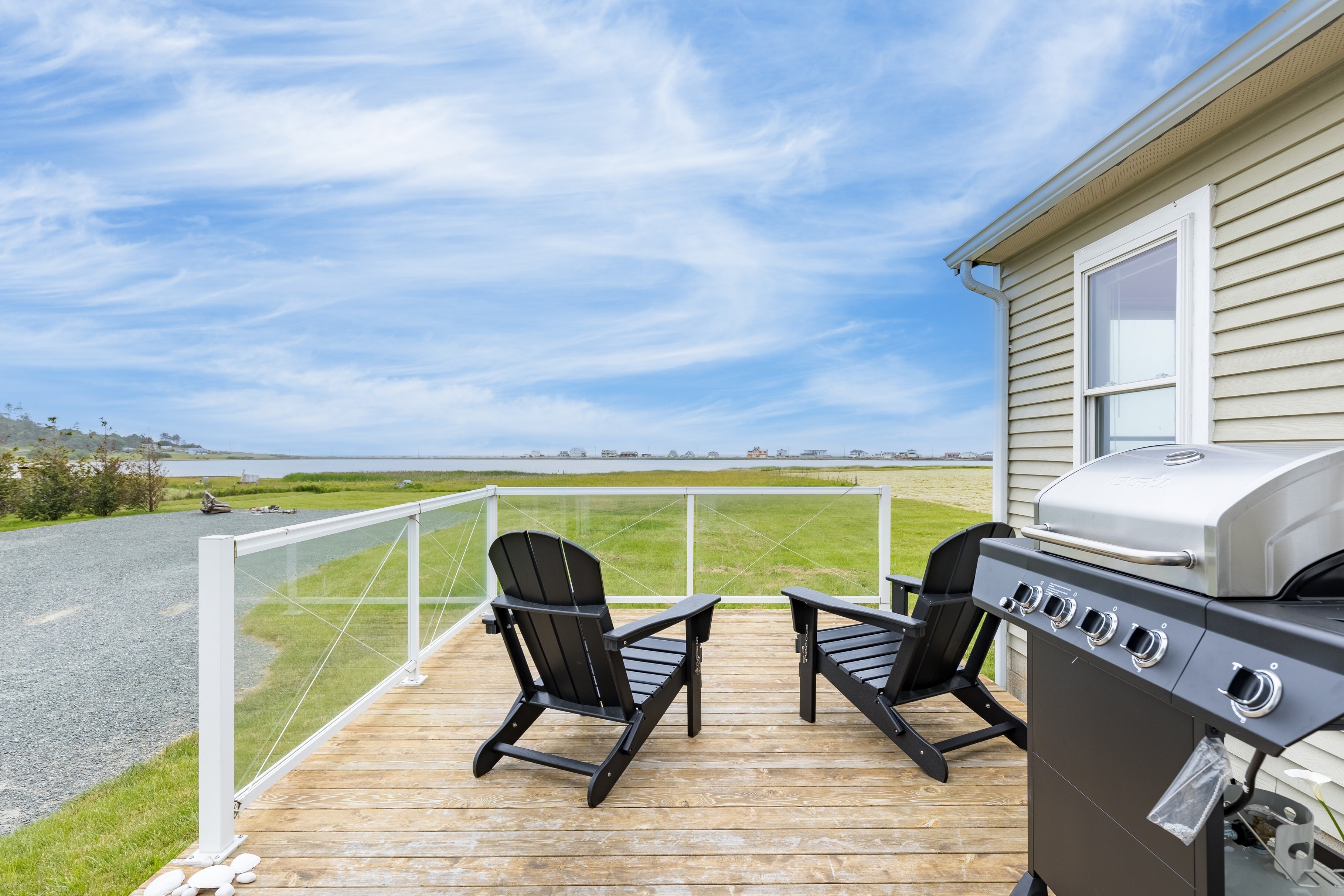 Adirondack chairs to lounge in on the deck.