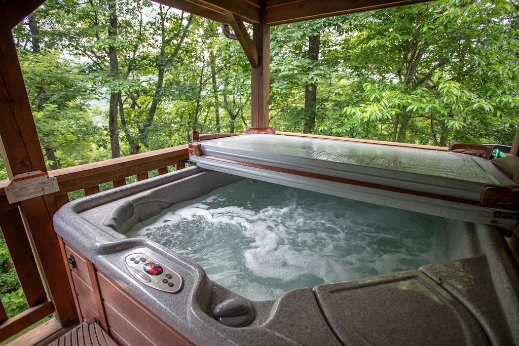 Large Hot Tub on Covered Deck