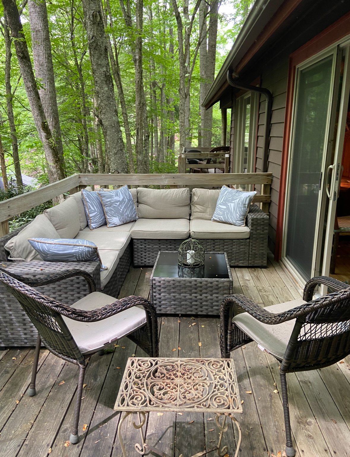 Outdoor Seating on the Back Deck Over the Flowing Creek