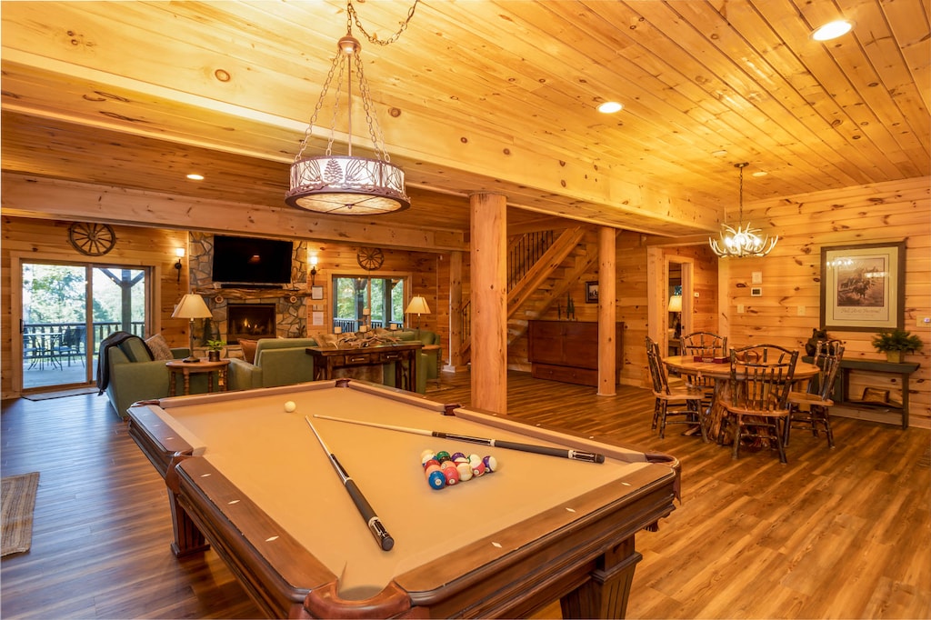 Lower Level Family Room with a Pool Table