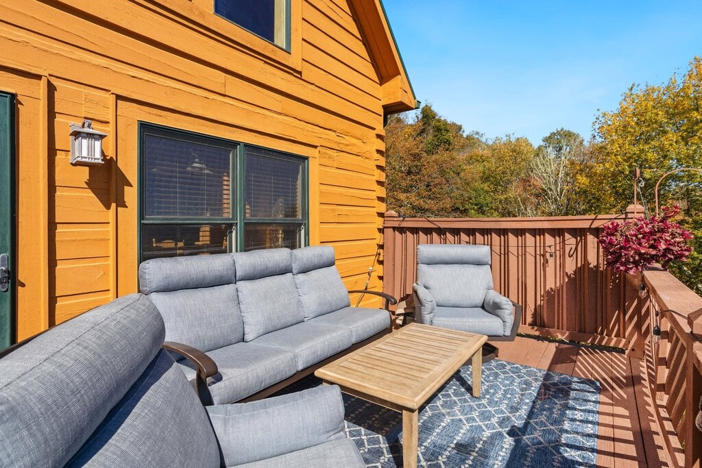 Outdoor couch on deck
