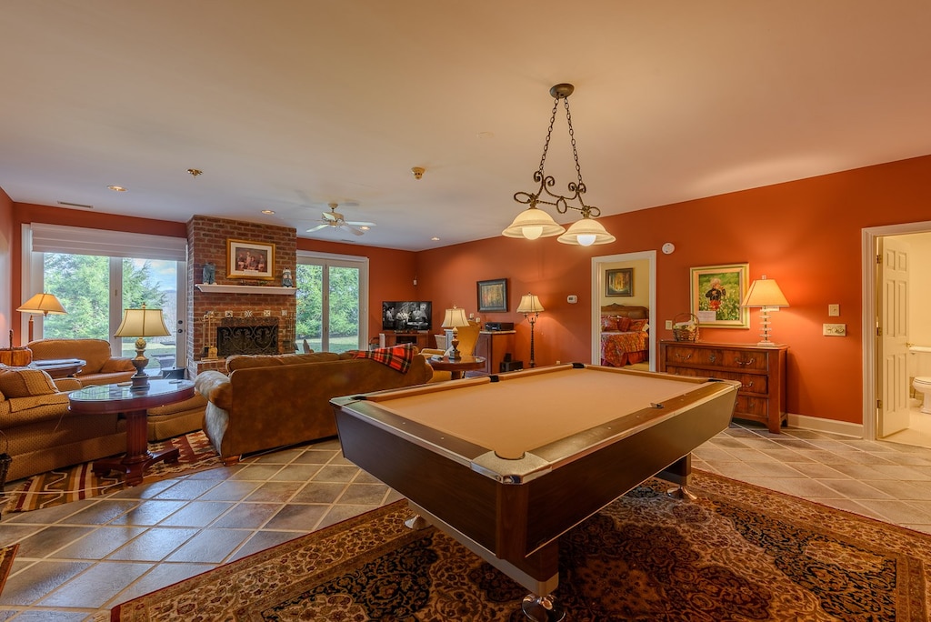 Pool Table in Lower Level Den