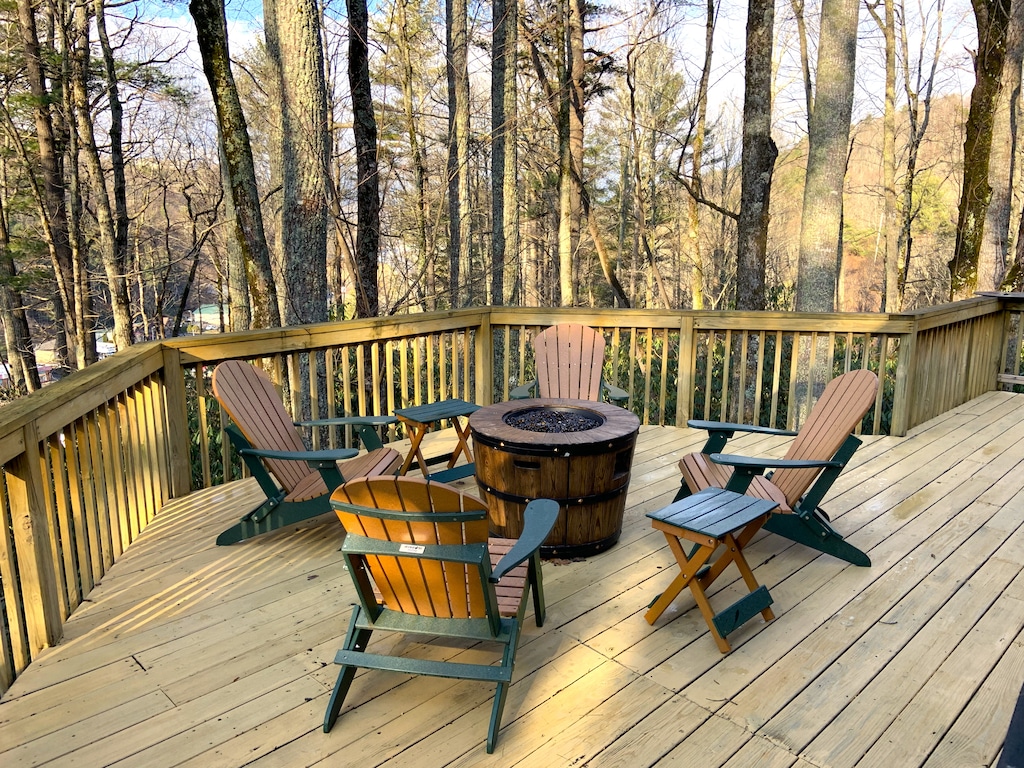 Fire Pit with Seating on the Deck
