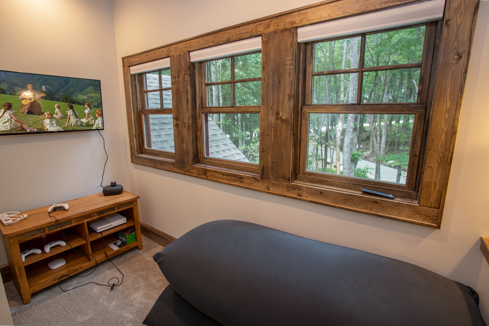 Ante-Room with Huge HD Smart TV, Xbox One, and two Bean Bag Loungers