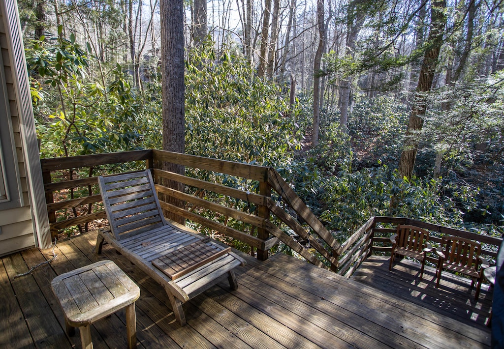 Tiered Back Porch with Creek Below
