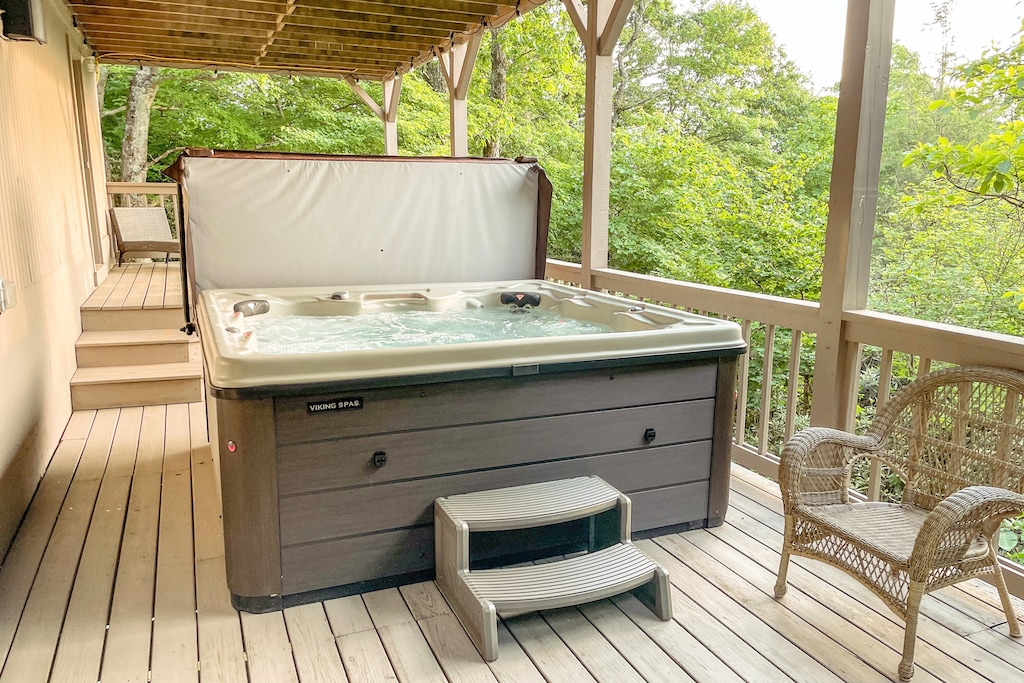 Hot Tub on the Lower Level Deck with a Bluetooth Audio System