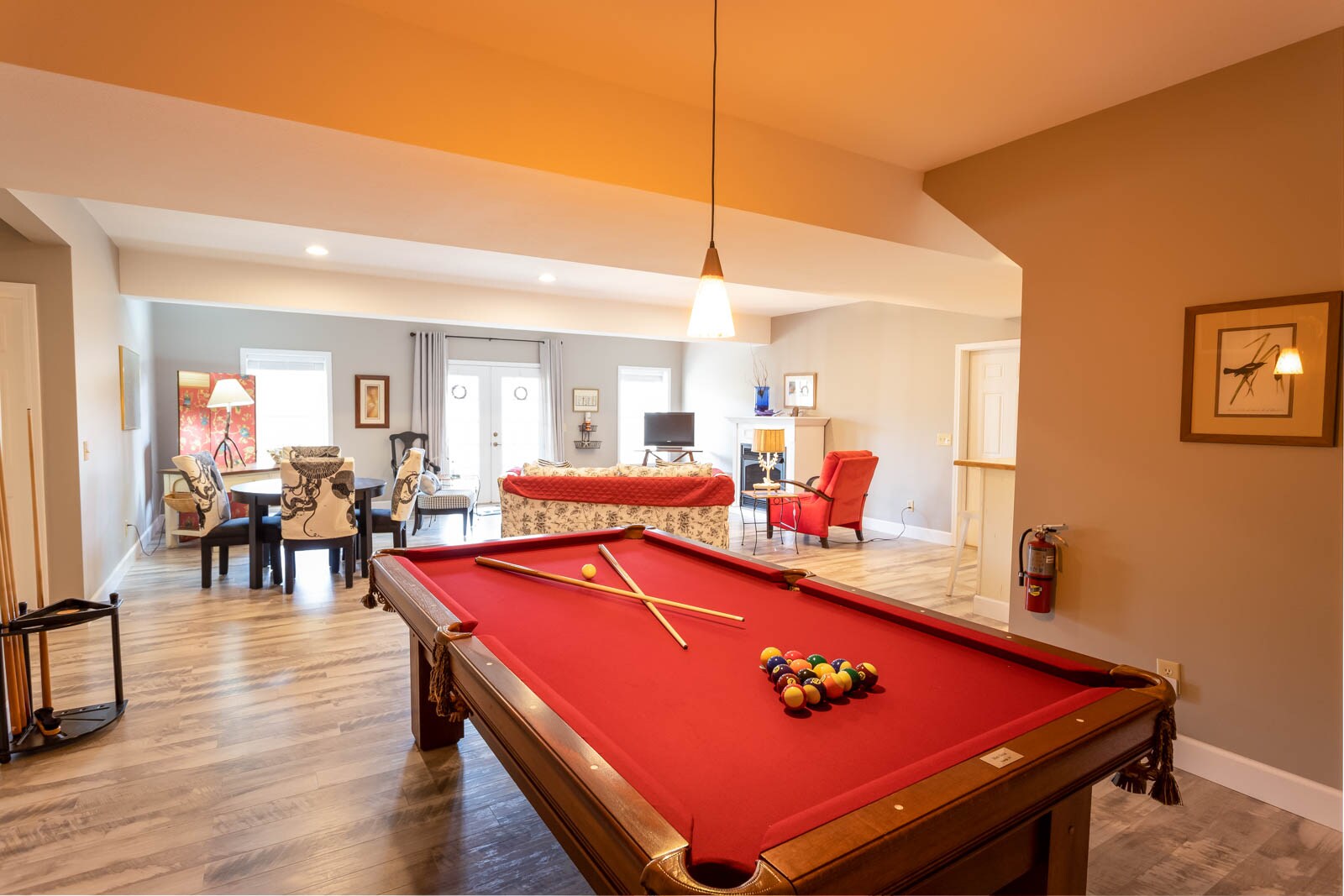 Lower Level Family Room with a Pool Table