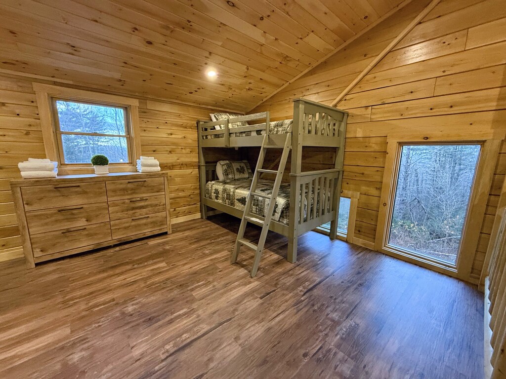 Two Twin-over-Twin bunks in loft