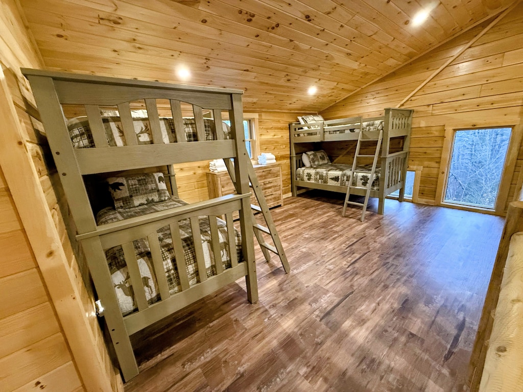 Two Twin-over-Twin bunks in loft
