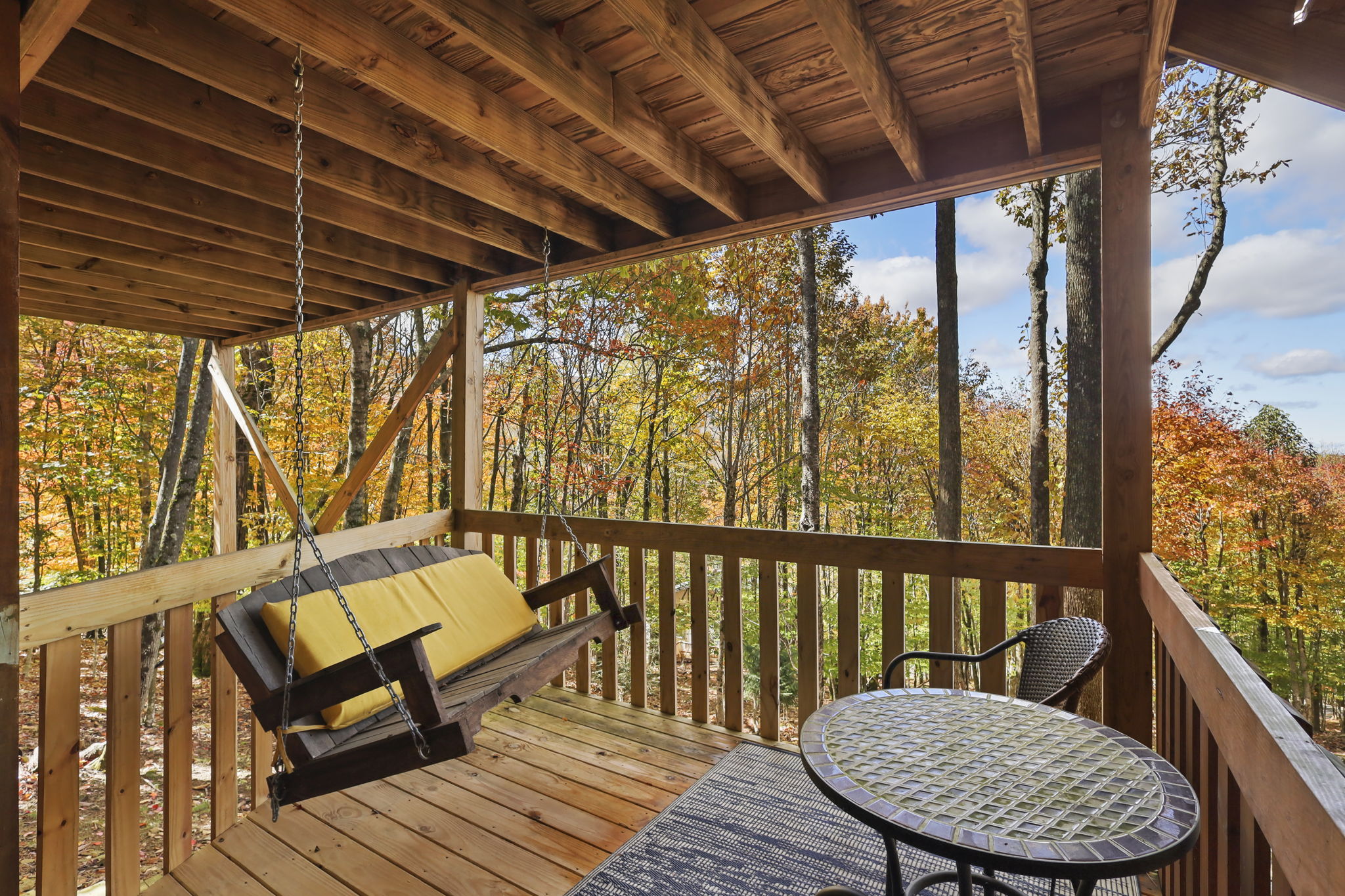 A tranquil oasis: the deck beckons with its serene seating area.